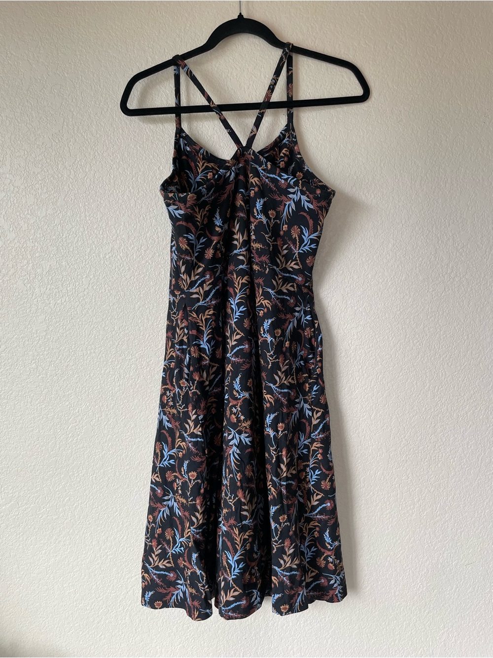 Pact Organic Cotton Whimsy Floral Fit Flare Dress Black Racerback L - Picture 7 of 12